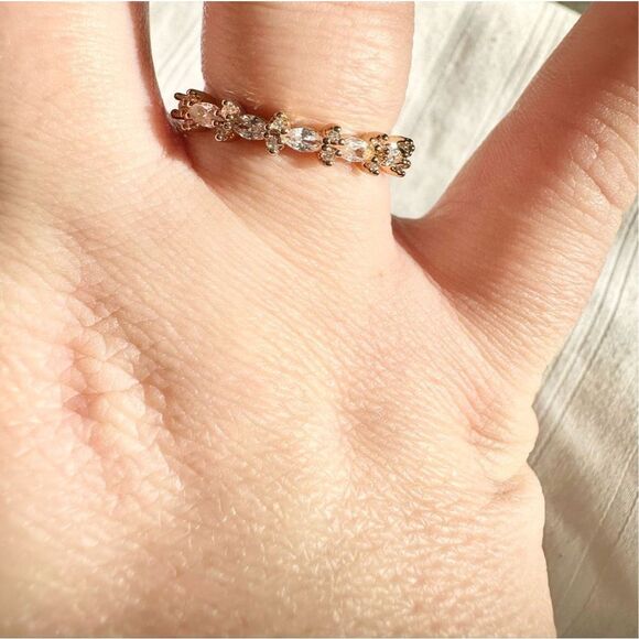 Cubic Zirconia Gold marquee and round cut band size 8 - Picture 4 of 5